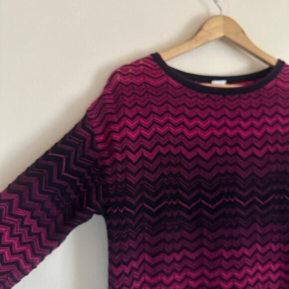 Missoni Womens Zigzag Lightweight Knit Tunic Sweater Size 44 US 8 Fuchsia Black - Picture 3 of 9